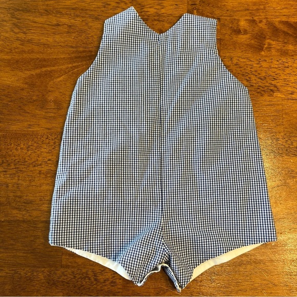 Handmade blue plaid gingham Hotty Toddy John John Shortall no size tag Newborn - Picture 3 of 5